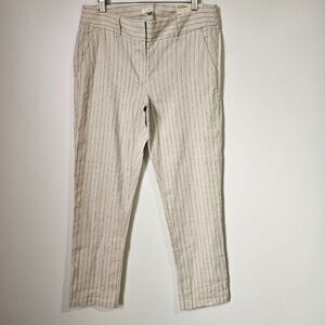NWT LOFT MARISA LINEN BLEND STRIPED SOFT PANTS SIZE 8 WOMENS